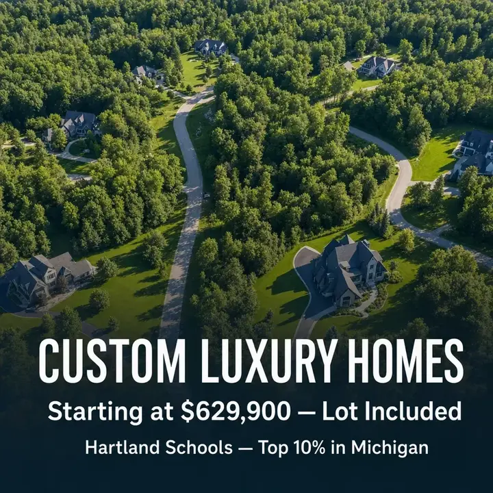 Carousel slide: custom luxury homes starting at $629,900, lot included