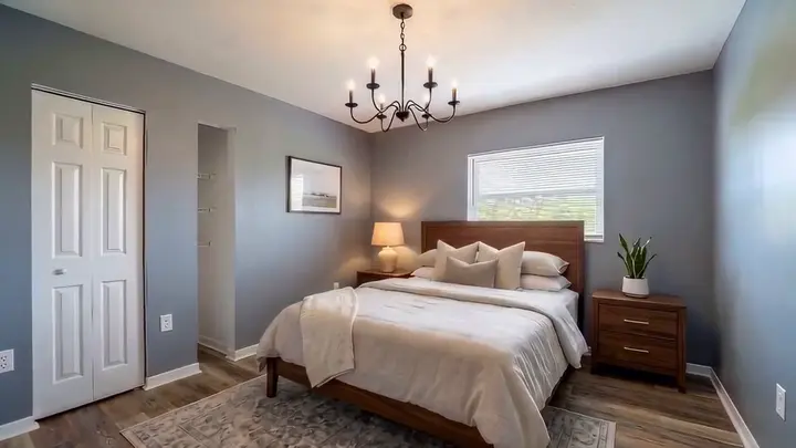 Bedroom: the same room, staged in the film