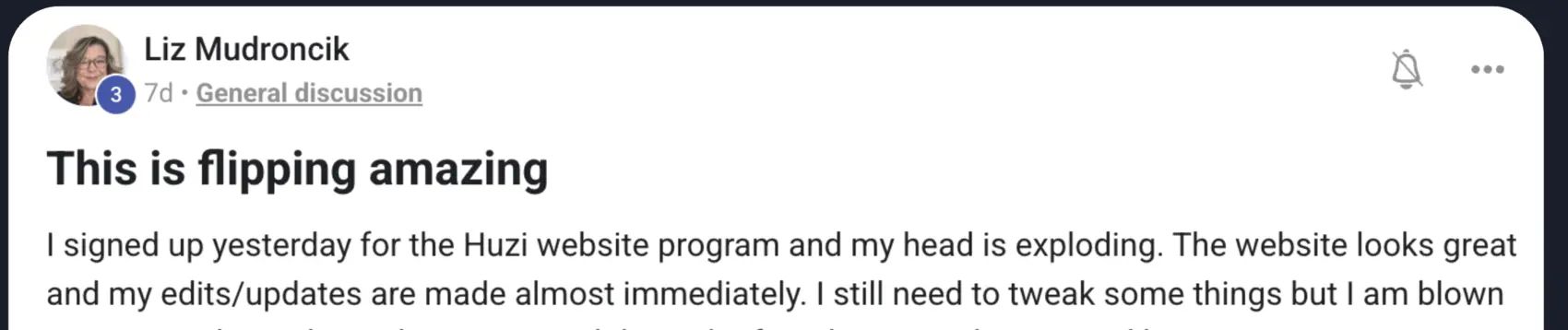 Message from Liz Mudroncik (community post)