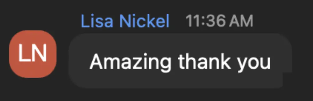 Lisa Nickel: Amazing thank you