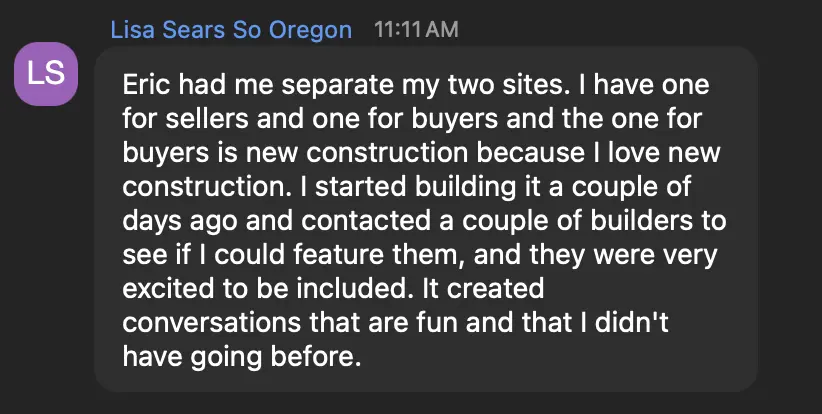 Message from Lisa Sears (Southern Oregon · team chat)